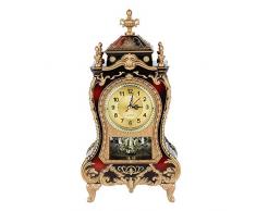 Orologio da Tavolo Stile Vintage Retro Antico Sveglie da Scrivania Plastica Orologio da Montabile a Parete Artistico Decorazioni per Casa,Hotel per Soggiorno,Camera da Letto,Ufficio(Rosso Brunastro)