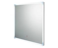 Hudson Reed LQ069 - Specchio Quadrato con Iluminazione LED e Sensore Manuale - 600 mm x 600 mm - Acciaio Inox - Specchiera a Luce - LED 12,5 Watt - Resistente Agli Schizzi d'acqua - Specchiare Per Stanza Bagno - Modello Albany