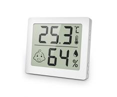 Pitasha Igrometro Digitale Termometro Interno Misuratore Di Umidità Termometro Ambiente Con Sensore Di Temperatura E Umidità Per Camera Casa Ufficio (Bianco)