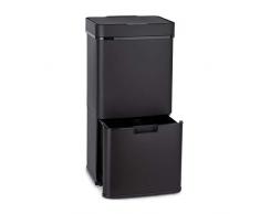 KLARSTEIN Royal Trash - Cestino dei Rifiuti a Sensore, Volume: 72 L in 4 Contenitori, Secco&Riciclaggio: 43 & 2 x 12,5 L, Secchio Umido con Coperchio: 4 L, Apertura/Chiusura Automatiche, Nero