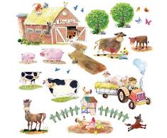 DECOWALL DW-1407 Pony Club e Animali da Fattoria Adesivi da Parete Decorazioni Stickers Murali Soggiorno Asilo Nido Camera Letto per Bambini decalcomanie