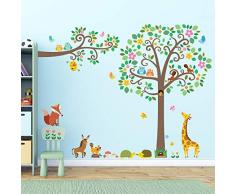 DECOWALL DA-1502P1512 Grandi Adesivi con Alberi e Rami con Animali Adesivi da Parete Decorazioni Stickers Murali Soggiorno Asilo Nido Camera Letto per Bambini decalcomanie
