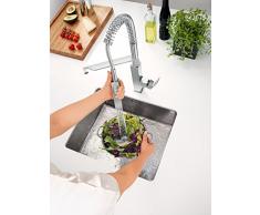 Grohe 31395DC0 Eurocube Miscelatore Moncomando, Semi Professionale per Lavello, 2 Getti, Cromo Satinato