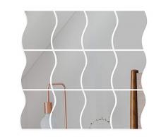 VINFUTUR 12pz Specchio Adesivo da Parete Wall Stickers Specchio Onda Decorazione DIY Specchi Adesivo Decorative per Parete Muro Casa Armadio Piastrelle da Bagno