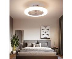 YZSJ Moderno Plafoniera LED Ventilatore A Soffitto con Luce E Telecomando Silenzioso Ventilatori Dimmerabile Plafoniere Lampadario Camera da Letto Soggiorno Illuminazione Invisibile Fan,Bianca
