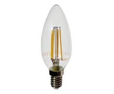 10-pezzi - 4301 - V-TAC - Lampadina Filamento LED Candela - Casquillo E14 - Potenza 4W (sostituisce 40 W) - Luce Bianca Calda (2700K) - 400 lm - Angolazione fascio luce 300°