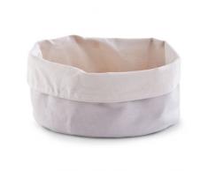 Zeller 18001 - Cestino rotondo per il pane, in cotone, diametro 20 x 12, colore: Grigio / Crema