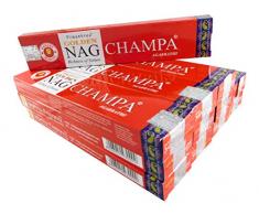 Vijayshree - Set Risparmio di incenso 12 Confezioni da 15 g Circa 180 Bacchette Golden Nag Champa