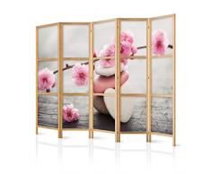 murando Paravento XXL Spa Fiori 225x171 cm 5 parti Stampa unilaterale su tela in TNT Parete Divisoria Interno Separatore Stanza Pieghevole Decorazioni Legno Giappone b-B-0166-z-c