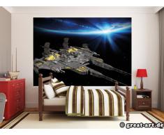 Navicella spaziale Fotomurale- Space Battleship nave da guerra spaziale tappezzeria da parete- quadro-astronave spazio decorazione da parete by GREAT ART (210 x 140 cm)
