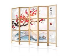 murando Paravento XXL Montagna 225x171 cm 5 parti Stampa unilaterale su tela in TNT Parete Divisoria Interno Separatore Stanza Pieghevole Decorazioni Legno Giappone p-B-0002-z-c