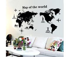 Wall Sticker, DDLBiz® "Viaggiare In Tutto Il Mondo" Mappa del Mondo Adesivi Murali, Camera da Letto Soggiorno Adesivi da Parete Removibili/Stickers Murali/Decorazione Murale