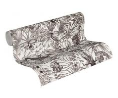 Carta Da Parati Jungle Greenery A.S. Création Carta da parati tessuto non tessuto 10.05 m x 0.53 m Nero Bianco Grigio Prodotto in Germania 372105 37210-5