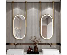 LBSI Specchio Ovale da Parete Bagno con luci a 3 Color Illuminazione LED Specchio a Muro, Specchio per Bagno Specchio Sospeso per Trucco Sospeso a Soffitto