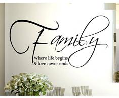 Wall Stickers Adesivo Murale Frase Citazione Famiglia Amore e Vita Adesivi Murali Decorazione Interni Frasi Citazione Family Love in Lingua Inglese Misura 100 x 48 CM