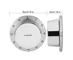 Timer da Cucina Contaminuti in Acciaio Inossidabile + ABS Professionale Orologio Timer Digitale Cucina Manuale Temporizzatore Meccanico per Cucina(Argento)
