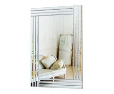 Yumyolk Specchio decorativo da parete 60x90cm, Specchio camera da letto da parete, specchio da parete moderno, specchio per bagno rettangolare, specchio ingresso argenteo
