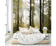 murimage Carta Parati Foresta 274 x 254 cm Include Colla fotomurali Legno Alberi rustico luce del sole camera salotto bagno wallpaper Include Colla