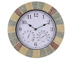 Orologio da parete per esterni Orologio da parete retrò silenzioso da 14 pollici con termometro integrato Combo Grande orologio da esterno impermeabile per terrazze Orologio da esterno impermeabile p
