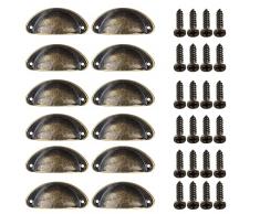 Lxoraziy 12 Pezzi Maniglia per Mobile, Shell Manopole del Cassetto Maniglia, Pomelli per Mobili Vintage con Viti, per Ante di Armadietti, Cassetti, Arredamento (Bronzo)