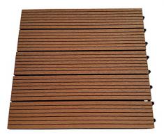Piastrelle EVERFLOOR WPC da giardino (misto plastica/legno) profilo massiccio, marrone chiaro, 6 pezzi, 40 x 40 cm (ca. 0,96m2)
