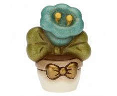 THUN, Soprammobile Vasetto in Ceramica Decorata a Mano con Campanula Blu, Versione Media, Linea Fiori e Fantasia, 4x3.5x5.5 cm h