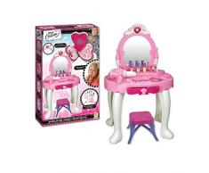 Teorema Giocattoli- Specchiera Luminosa con Trucchi ed asciugacapelli a Batteria per Bambini, Colore Rosa, 66903