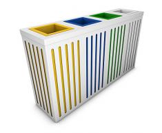 poubelledirect Pattumiera di riciclaggio per ufficio 30 litri, corpo: Bianco, 4 Cestini raccolta differenziata: Giallo, Blu, Verde, Bianco – Orion 4 x 30/35L