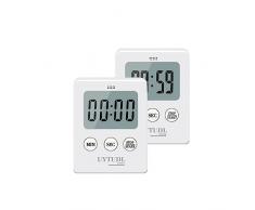 Digitale Timer da Cucina, UYTUDL 2 Pezzi Magnetic Timer da Cucina Cronometro o Conto alla Rovescia Digitale Timer con Display LCD/Funzione Pausa per Cottura al forno,Cucina, Studio,Allenamento Fisico
