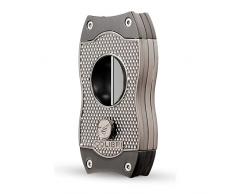 Colibri-Tagliasigari in acciaio inossidabile - Motivo a rombi - lama a ghigliottina-rilascio a molla-taglio a V -sigari fino a 2,38 Cm di diametro - Taglio a V profondo 7 mm -Confezione regalo.