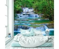 murimage Carta Parati Cascata 274 x 254 cm Include Colla Foresta Fiume Giungla Thailandia Asia fotomurali Bagno Wallpaper Cucina Camera