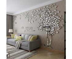 DIY 3D Enorme Albero delle coppie Adesivi da muro Cristallo Acrilico Decalcomanie da muro Wall Murals Decorazioni domestiche Wall Stickers Murali Arts (L, Argento, Sinistra)