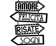 Vinilo pared decorativo, pegatina pared frase en ItalianoAMORE, FELICITÀ adesivi murali frasi in italiano citazione, decorazione da Muro,Wall Stickers DC-143-IT