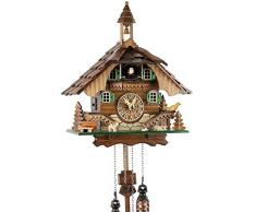 Orologio cucù della Foresta Nera in vero legno con meccanismo al quarzo azionato da batteria e verso cucù – Offerta di Uhren-Park Eble –Casetta della Foresta Nera 32 centimetro-