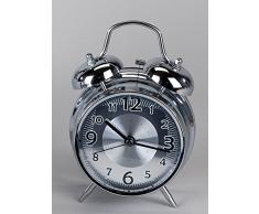 Nostalgico sveglia orologio da tavolo PENDOLA decorazione osservare sveglia con quadrante nero decorazione argento, 12 cm