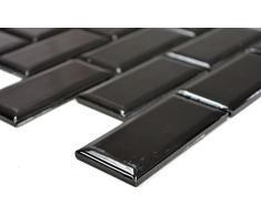 Metro Subway WB26M-0303 - Piastrelle a mosaico in ceramica per WC da parete, doccia, cucina, specchio con piastrelle, rivestimento bancone, rivestimento vasca da bagno, colore: nero