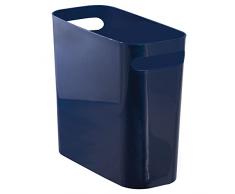 mDesign Plastica Cestino Rifiuti per Bagno, Ufficio, Cucina - 10", Navy