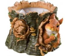 Portavaso Tronco Scoiattolo cm.26 h. in resina