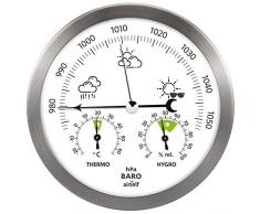 Stazione meteorologica analogica in acciaio inox - con barometro, termometro e igrometro - da interni ed esterni