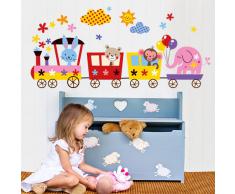 Adesivo murale per bambini Wall Art "Trenino baby multicolore 1" - Misure 100x30 cm - Decorazione parete, adesivi per muro, carta da parati