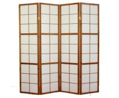 PEGANE Paravento Giapponese Shoji in Legno Marrone Scuro di 4 Pannelli