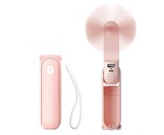 JISULIFE Mini ventilatore portatile, ventilatore portatile 3 IN 1, piccolo ventilatore tascabile portatile USB ricaricabile, ventilatore a batteria [14-21 ore di lavoro] con power bank, funzione-rosa