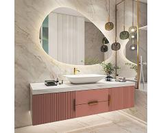 Specchio Ovale Illuminato A LED, LED A 3 Colori Dimmerabile, Specchio Da Bagno Retroilluminato, 70x50cm/90x60cm, Grande Specchio Asimmetrico, Specchio Per Trucco A Parete Con Luci, Antideflagrante