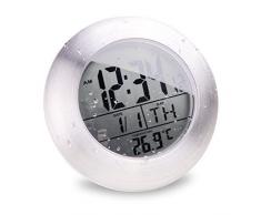 Itian Alluminio Orologio da parete, Alarm Clock Tempo Calendar Termometro,waterproof impermeabile clock per il bagno