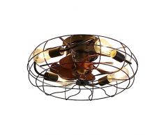 KPUY Ventilatore da soffitto con luce e telecomando, ventilatore retrò con luce e telecomando, 6 livelli di velocità del vento, per soggiorno, camera da letto e sala da pranzo (50 cm, nero)