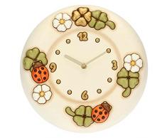 THUN - Orologio Da Parete Con Fiori, Coccinelle e Quadrifogli Portafortuna - Living, Arredare la casa - Idea Regalo - Linea Country - Ceramica, Meccanismo In Plastica - Ø 26 cm; profondità 4,5 cm