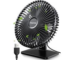Gaiatop Ventilatore da scrivania USB 6,5 pollici ultrasilenzioso, regolazione 90° per un migliore raffreddamento, 4 velocità mini potente ventilatore da tavolo portatile, piccola ventola di