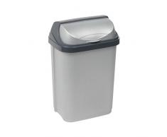 keeeper Pattumiera con Coperchio a Scorrimento, 10 L, Rasmus, Argentato
