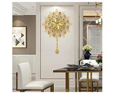 Orologio da Parete Moderno, Oro Cristallo Fiore Orologio, Silenzioso Grande Orolo con Pendolo per Soggiorno Camera da Letto (Color : 64cm)