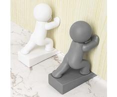 Simpatico fermaporta, confezione da 2 Buddy Door Stop, flessibile ed efficace per tenere aperta la porta (bianco e grigio)